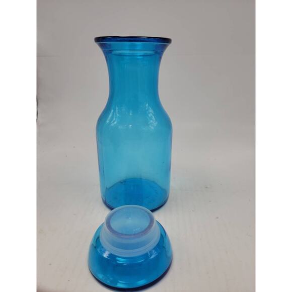 Vintage Blue Glass Carafe, Canister Barware Decanter, Made in Belgium - Picture 5 of 5